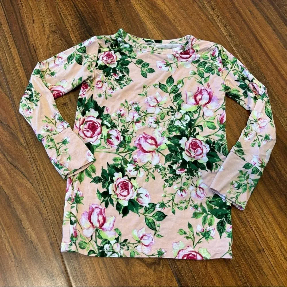 Posh Peanut Renia pink floral Long Sleeve 2 piece pajama set